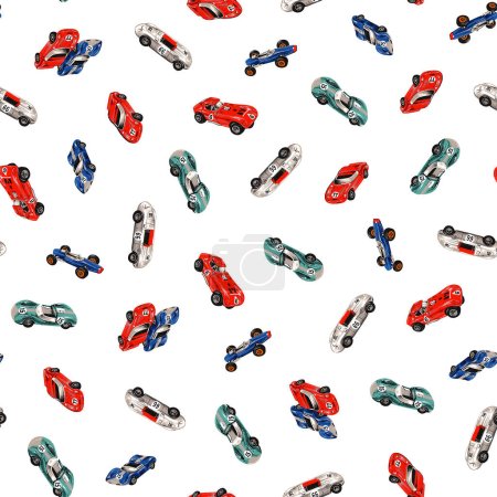 Photo for Hand drawn old racing car seamless pattern, - Royalty Free Image