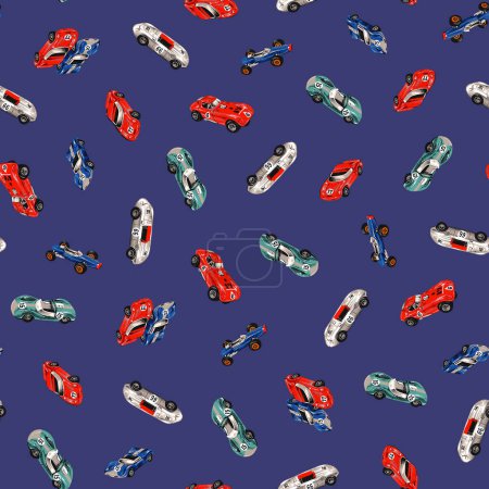 Photo for Hand drawn old racing car seamless pattern, - Royalty Free Image