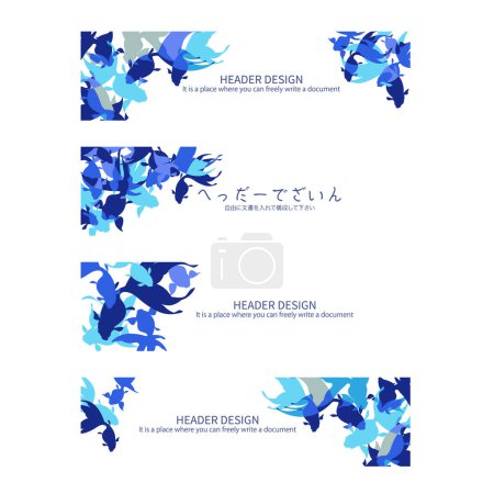 Illustration for Web header design with Japanese style goldfish, - Royalty Free Image