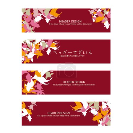 Illustration for Web header design with Japanese style goldfish, - Royalty Free Image