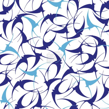 Illustration for Japanese style swallow seamless pattern,Half step repeat Up and down is vertical movement and horizontal is half shift repeat,, - Royalty Free Image