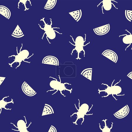 Téléchargez les illustrations : Seamless pattern with simple silhouette beetles, - en licence libre de droit