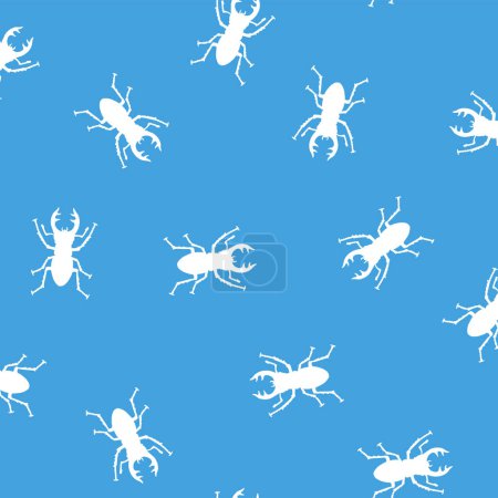 Téléchargez les illustrations : Seamless pattern with simple silhouettes of stag beetles, - en licence libre de droit