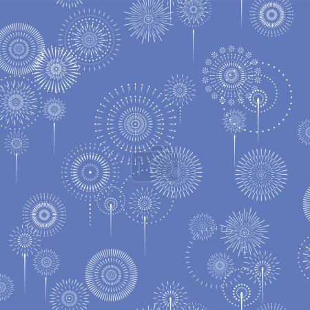 Illustration for Japanese style traditional fireworks seamless pattern, - Royalty Free Image