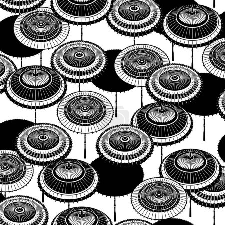 Illustration for Japanese traditional umbrella seamless pattern, - Royalty Free Image
