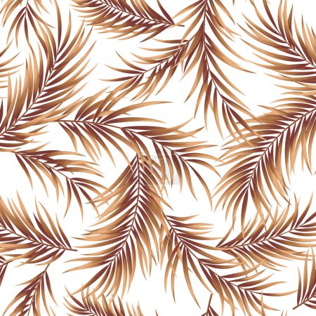 Ilustración de Patrón sin costura vectorial de hermosas hojas de helecho, - Imagen libre de derechos