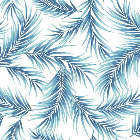 Ilustración de Patrón sin costura vectorial de hermosas hojas de helecho, - Imagen libre de derechos