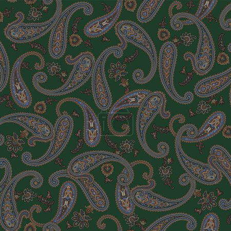 Illustration for Elegant, seamlessly continuous paisley pattern, - Royalty Free Image