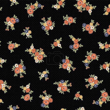 Illustration for Seamless and liberty style cute floral pattern, - Royalty Free Image