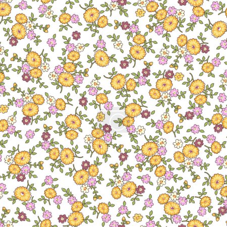 Illustration for Seamless and liberty style cute floral pattern, - Royalty Free Image