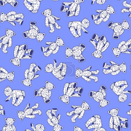 Illustration for Continuous seamless pattern of cute bear illustrations,, - Royalty Free Image