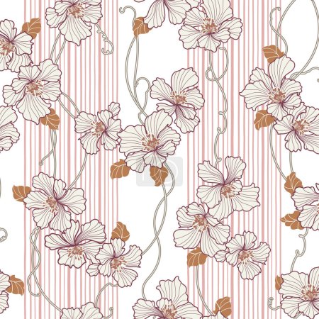 Illustration for Beautiful Japanese style floral pattern perfect for textiles, - Royalty Free Image