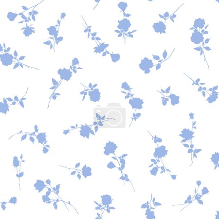 Illustration for Cute rose pattern perfect for textile patterns,Half step repeat Up and down is vertical movement and horizontal is half shift repeat,, - Royalty Free Image