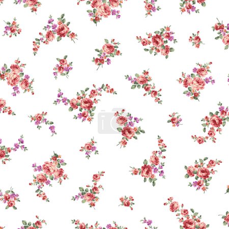 Illustration for Beautiful rose pattern perfect for textile design, - Royalty Free Image