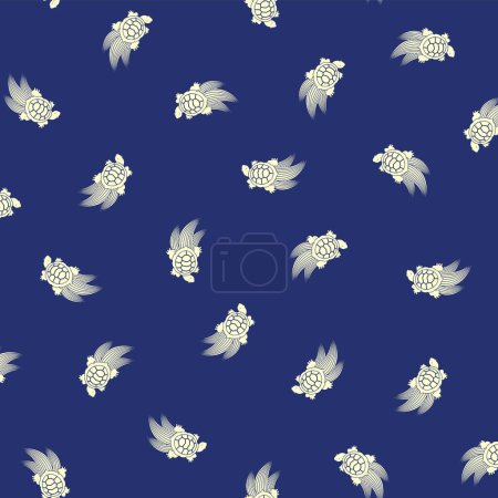 Illustration for Cute Japanese turtle seamless pattern, - Royalty Free Image