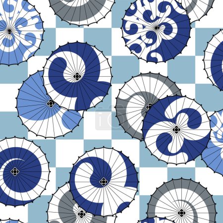 Traditional and modern Japanese umbrella pattern,