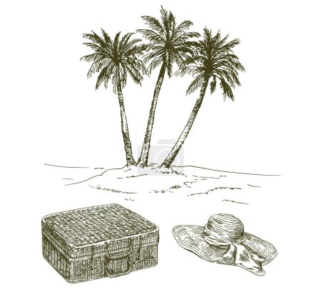 Illustration for Summer, palms and holiday kits. - Royalty Free Image