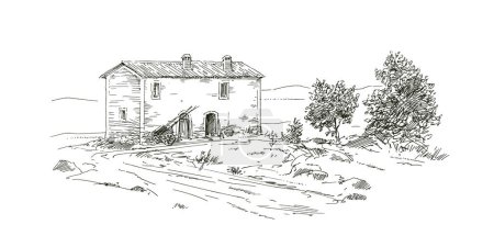 Ilustración de Antigua casa en el campo - Imagen libre de derechos