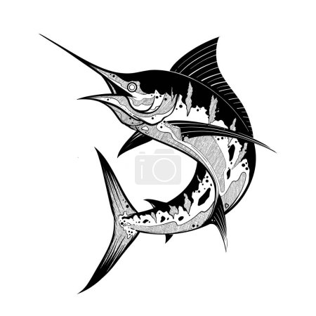 Foto de Silueta de pez vela logo sobre fondo blanco - Imagen libre de derechos