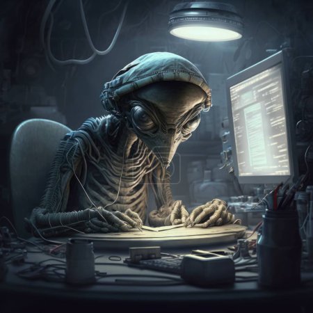 scientist  alien  biology  3d render