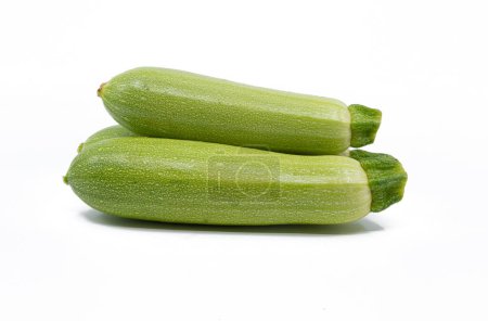 Photo for Ripe and Fresh Zucchini on isolated white background. Zucchini or Cabbage Vegetables on white - Royalty Free Image
