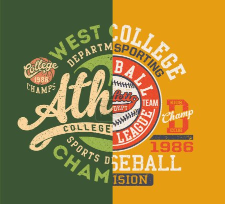 Photo for Vintage kid college athletic department patchwork cute vector artwork for children wear  t shirt grunge effect in separate layer - Royalty Free Image