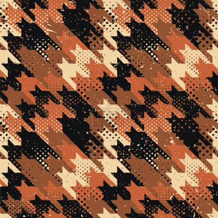 Photo for Houndstooth pied de poule fabric wallpaper grunge abstract vector seamless pattern - Royalty Free Image