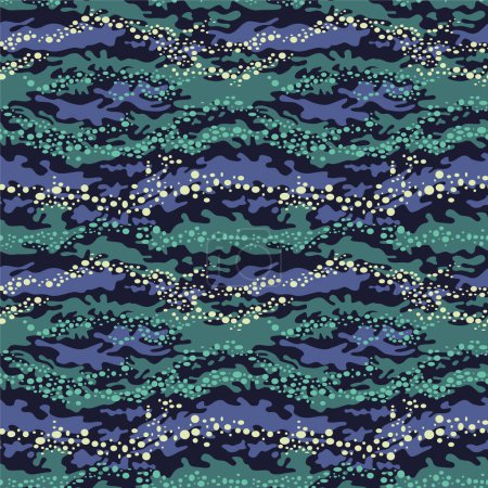 Téléchargez les illustrations : Abstrait sous-marin mimétique camouflage papier peint vectoriel motif sans couture - en licence libre de droit