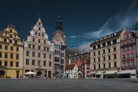 Photo for Market Square in Wroclaw. Ancient houses on the central square of the city - Royalty Free Image