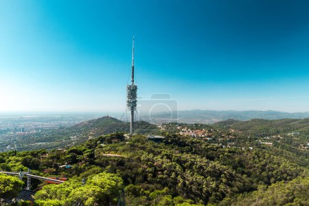 Photo for Torre de Collserola, TV tower in Barcelonalocated on the Tibidabo hill in the Serra de Collserola - Royalty Free Image
