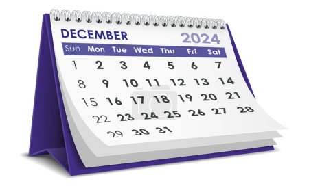 Illustration for Illustration vector of December 2024 Calendar isolated in white background, made in Adobe illustrator - Royalty Free Image
