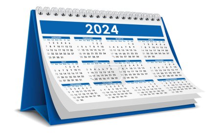 Ilustración de Vector de ilustración de 2024 Calendario aislado en fondo blanco, hecho en Adobe illustrator - Imagen libre de derechos