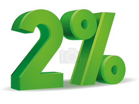 Illustration for Illustration Vector of 2 percent in green color isolated in white background - Royalty Free Image