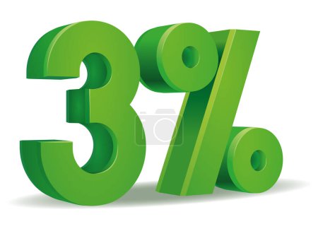 Illustration for Illustration Vector of 3 percent in green color isolated in white background - Royalty Free Image