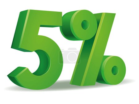 Illustration for Illustration Vector of 5 percent in green color isolated in white background - Royalty Free Image