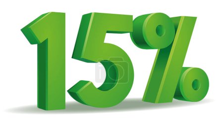 Illustration for Illustration Vector of 15 percent in green color isolated in white background - Royalty Free Image
