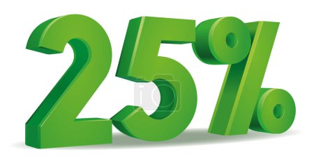 Ilustración de Ilustración Vector de 25 por ciento en color verde aislado en fondo blanco - Imagen libre de derechos