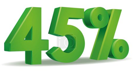 Ilustración de Ilustración Vector del 45 por ciento en color verde aislado en fondo blanco - Imagen libre de derechos
