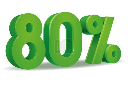 Illustration for Illustration Vector of 80 percent in green color isolated in white background - Royalty Free Image