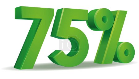 Ilustración de Ilustración Vector del 75 por ciento en color verde aislado en fondo blanco - Imagen libre de derechos