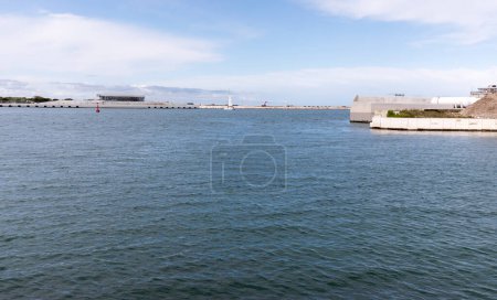 Photo for Chioggia, Italy - April 25, 2023: view of Mose infrastructure to prevent high tide in Venice - Royalty Free Image