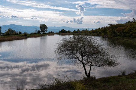 Vue de l'étang dédié à Agios Prodromos, près du lac Kerkini dans le nord de la Grèce