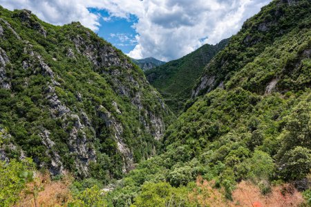 View of the gorge at the Acheron river springs near the village of Glyki in Epirus, Greece