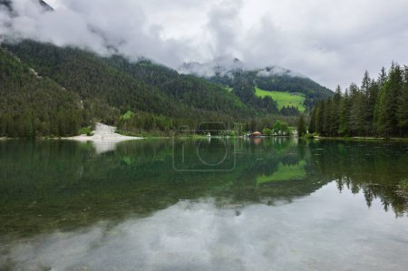 Photo for Beautiful Lago di Dobbiaco in the Italian Alps - Royalty Free Image