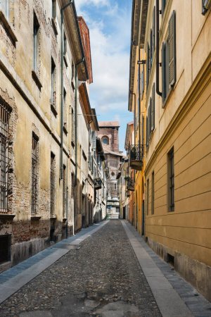 beautiful medieval street in pavia italy