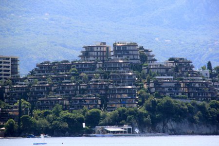 Photo for Budva, Montenegro - June 19, 2023: Dukley Gardens - luxury complex of hotels on Budva town, sunny summer day - Royalty Free Image