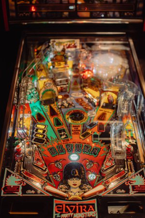 Photo for Krakow, Poland - November 17, 2023: "Elvira and the party monsters" pinball machine in an underground bar - Royalty Free Image