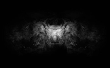 Photo for Smoke over black background. Fog or steam abstract dark texture pattern. - Royalty Free Image