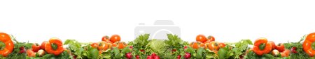 Photo for Set of many different fruits and vegetables isolated on white background. Vegan raw food. Healthy eating and nutrition concept. - Royalty Free Image