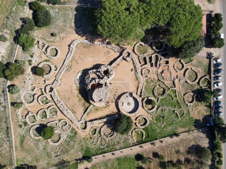 Photo for Drone view at the archaeological site of Palmavera on Sardinia in Italy - Royalty Free Image